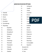 Spelling Bee List of Words For 10th Grade