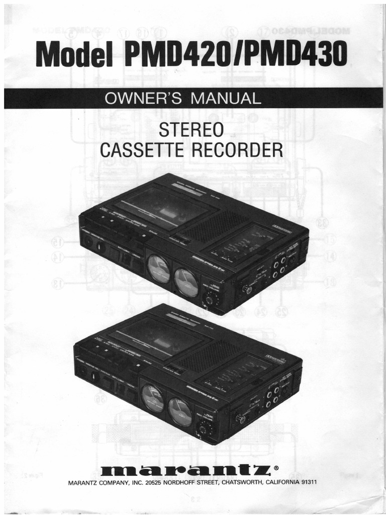 Marantz PMD 420/430 User Manual Eng-Fre | PDF