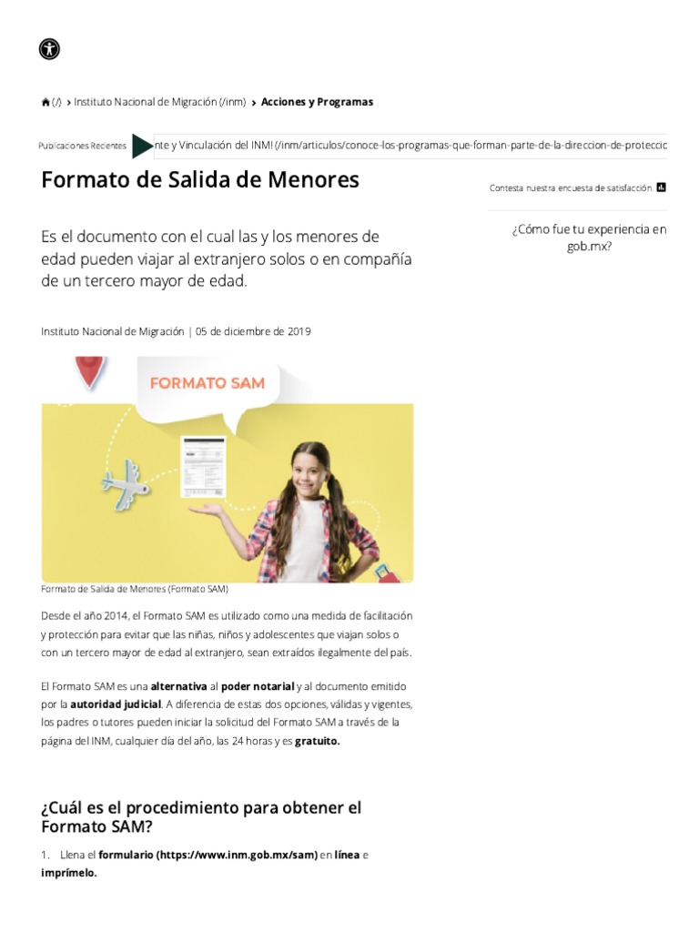 Formato SAM para Viaje de Menores | PDF | Certificado de nacimiento