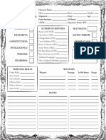 Swords Wizardry 3rd Print Character Sheets