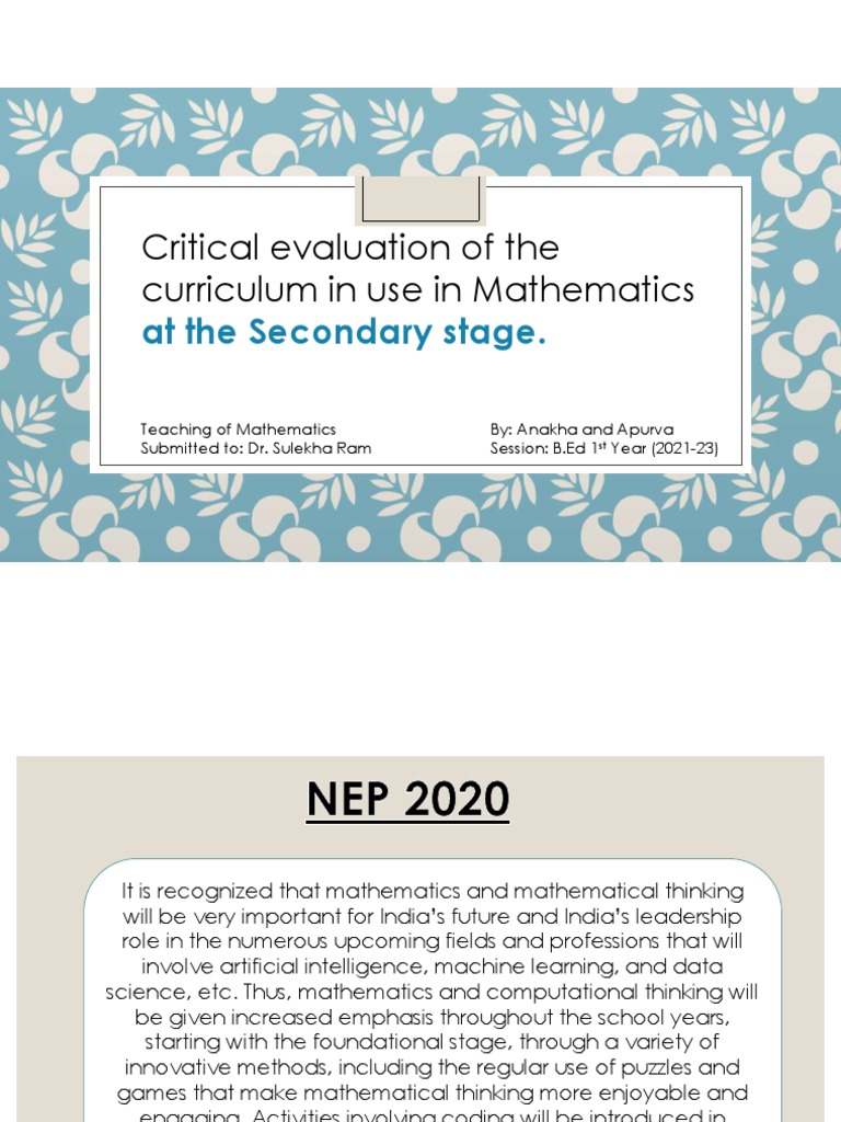 Critical Evaluation of Secondary Math Curriculum | PDF | Mathematics ...