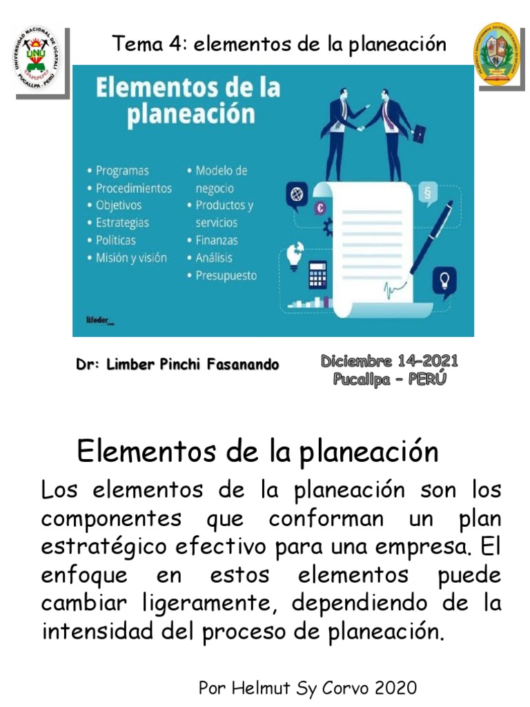 Tema 4 Elementos de La Planeación | PDF | Planificación | Mercado ...