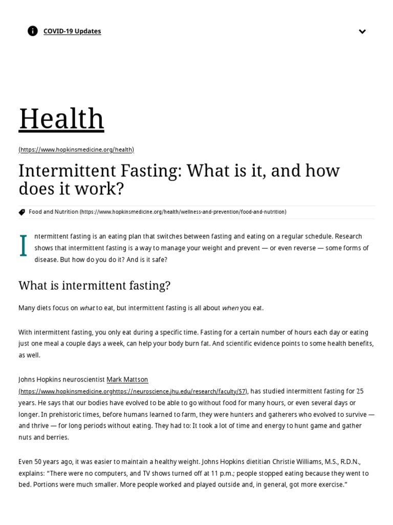 Intermittent Fasting What Is It, and How Does It Work Johns Hopkins