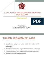 SUDUT, RADIUS DAN KECEPATAN KENDARAAN PADA BELOKAN