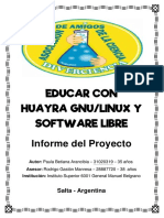 LINUX HUAYRA Informe de Trabajo Educar Con Software Libre Tomas Bandeworde