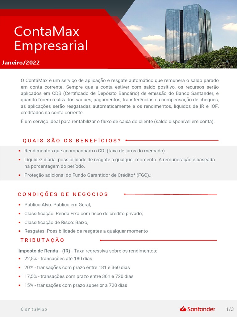 ContaMax: Aplicação e Resgate Automático | PDF | Comprovante de ...