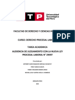 AUDIENCIA DE JUZGAMIENTO CON LA NUEVA LEY PROCESAL LABORAL N° 29497