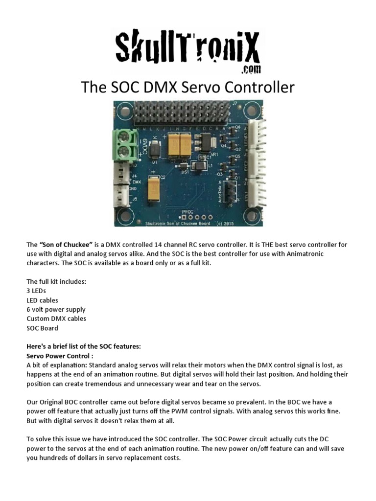 The SOC DMX Servo Controller PDF Rgb Color Model Servomechanism