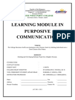 Learning Module in Purposive Communication: Cavite West Point College