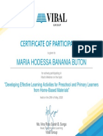 Certificate of Participation: Maria Hodessa Banania Buton