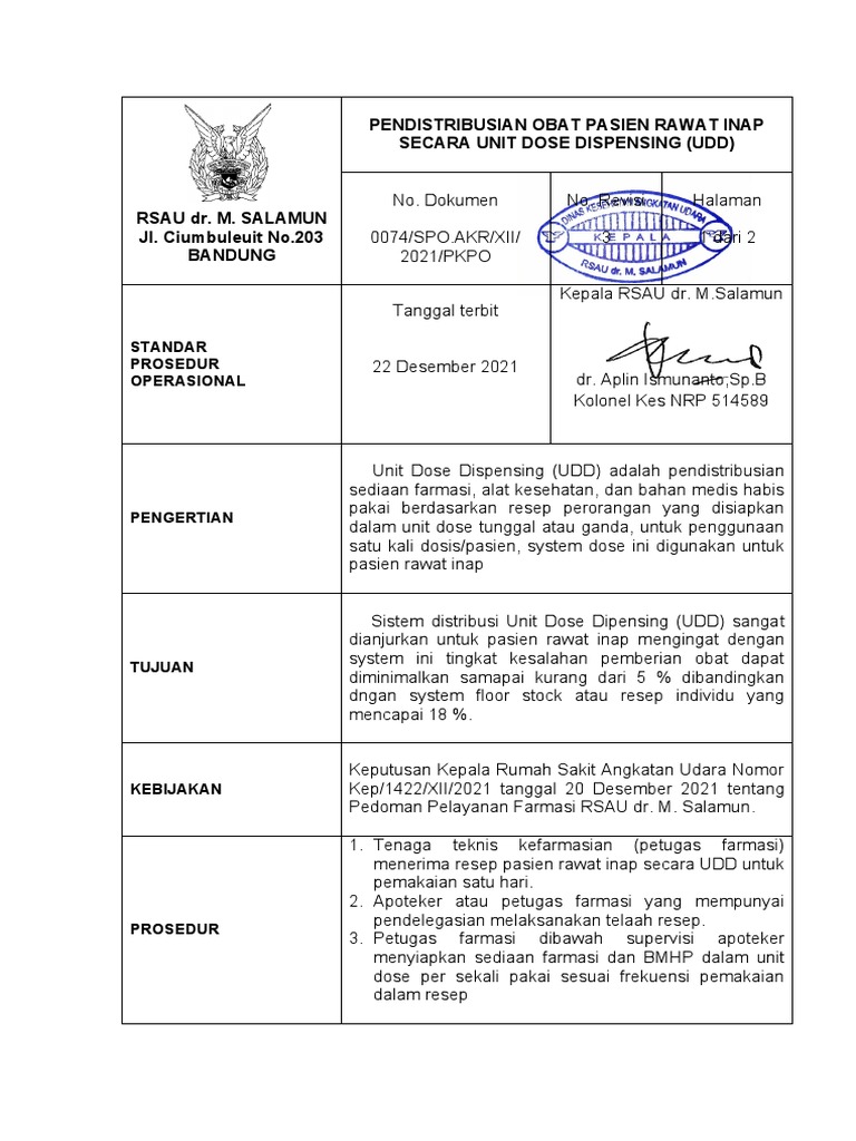 Pendistribusian Obat UDD di Rumah Sakit | PDF | Sains & Matematika