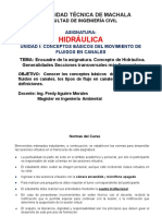 Hidráulica: Conceptos básicos del movimiento de fluidos en canales