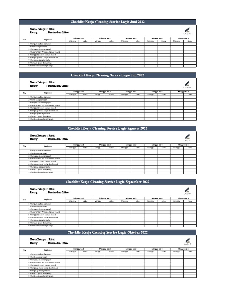 Cleaning Service Checklist | PDF | Seni