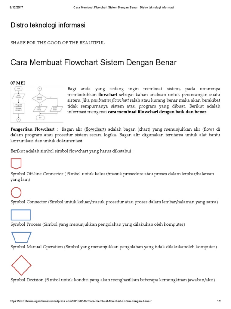 Cara Membuat Flowchart Sistem Dengan Benar - Distro Teknologi Informasi ...