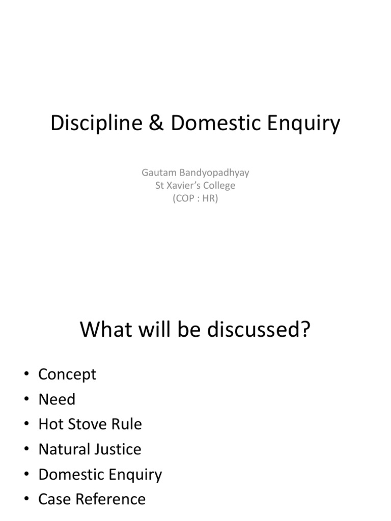 Discipline and Domestic Enquiry Guide | PDF | Justice | Crime & Violence