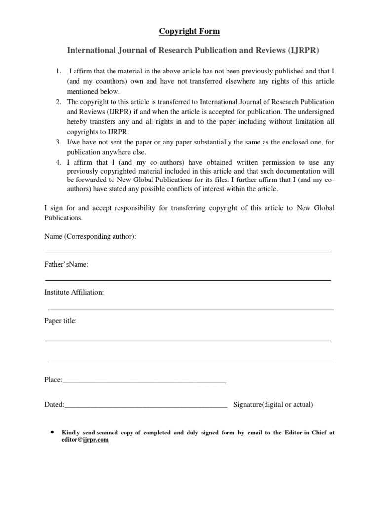 Copyright Transfer Agreement Form | PDF | Philosophy | Law