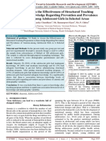 A Study To Assess The Effectiveness of Structured Teaching Programme On Knowledge Regarding Prevention and Prevalence of Anemia Among Adolescent Girls in Selected Areas