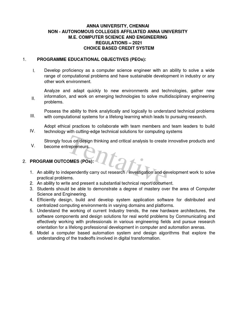M.E (FT) 2021 RegulationCse Syllabus PDF Computer Network No Sql