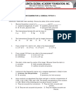 Midterm Examination in General Physics 1