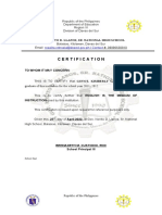 Certification: Gov. Nonito D. Llanos, Sr. National High School