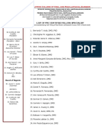 Philippine College of Oral and Maxillofacial Surgeon: List of PRC Certified Fellow-Specialist