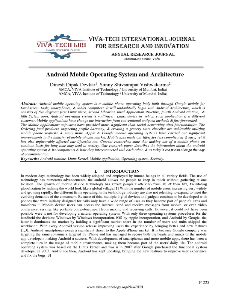 Android Mobile Operating System and Architecture | PDF | Android ...