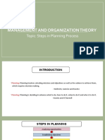 Management and Organization Theory: Topic: Steps in Planning Process