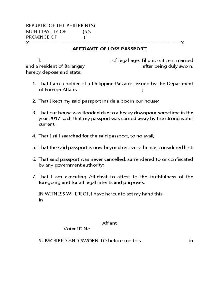 23 printable affidavit of loss of passport forms and vrogue co