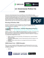 Computer Awareness Notes On DBMS: Meaning of Database (DB)
