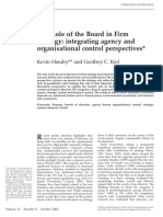 The Role of The Board in Firm Strategy - Integrating Agency and Organisational Control Perspectives