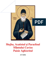 12 iulie Slujba și Paraclisul Sfântului Cuvios Paisie Aghioritul (coperta)