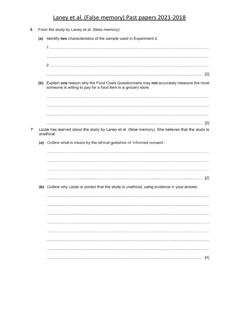 Laney Et Al. False Memory Pastpapers 2021-2018 | PDF