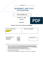 Management and Cost Accounting: Final & Remedial Test