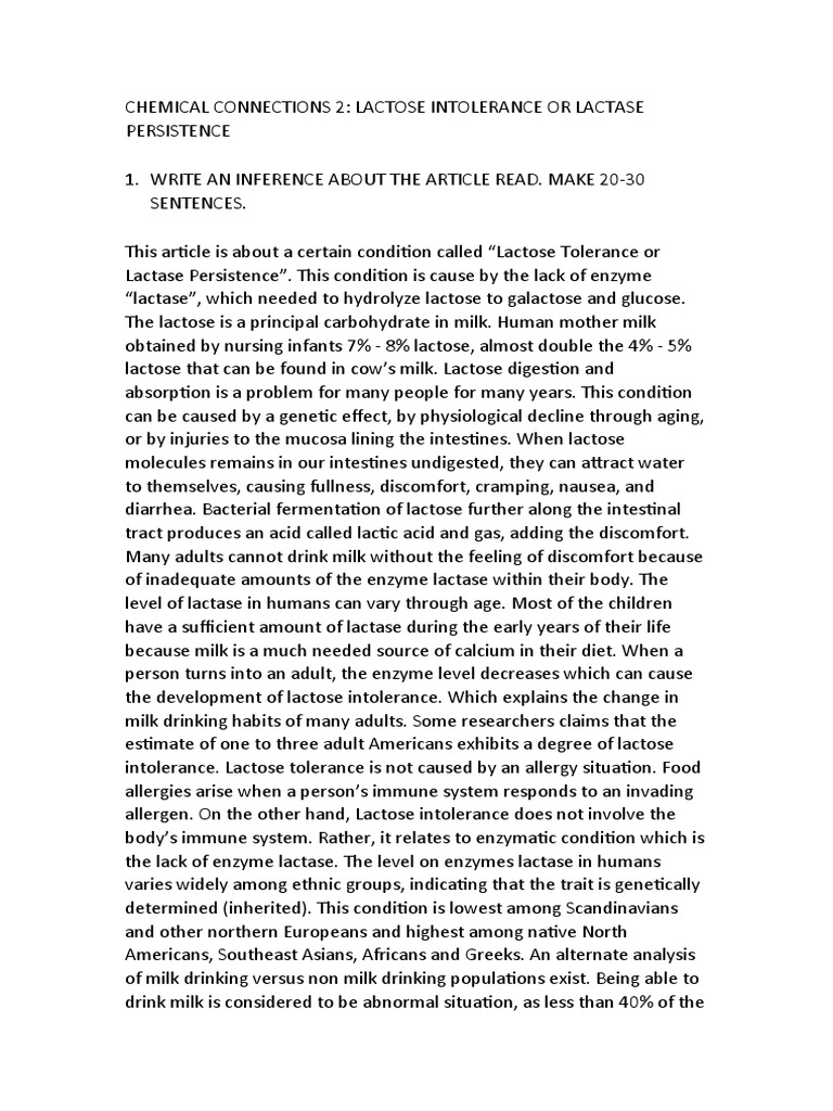 Lactose Intolerance or Lactase | PDF | Food Intolerance | Milk