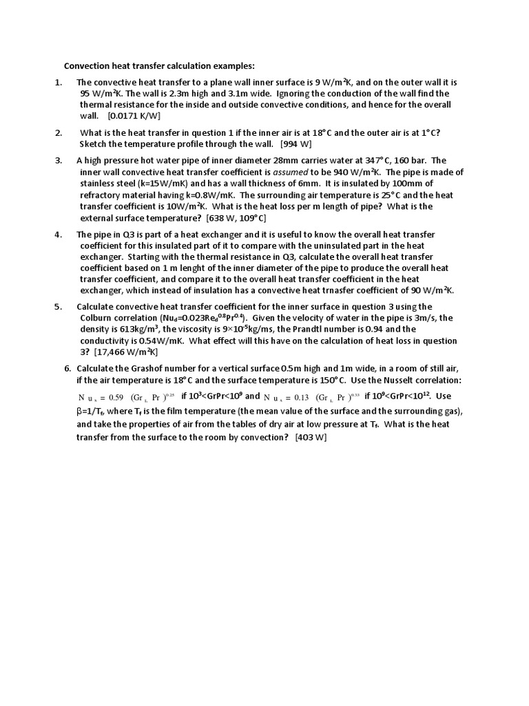 Convection Heat Transfer Calculations | PDF | Heat Transfer | Continuum ...