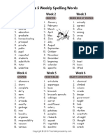 Grade 5 Weekly Spelling Words