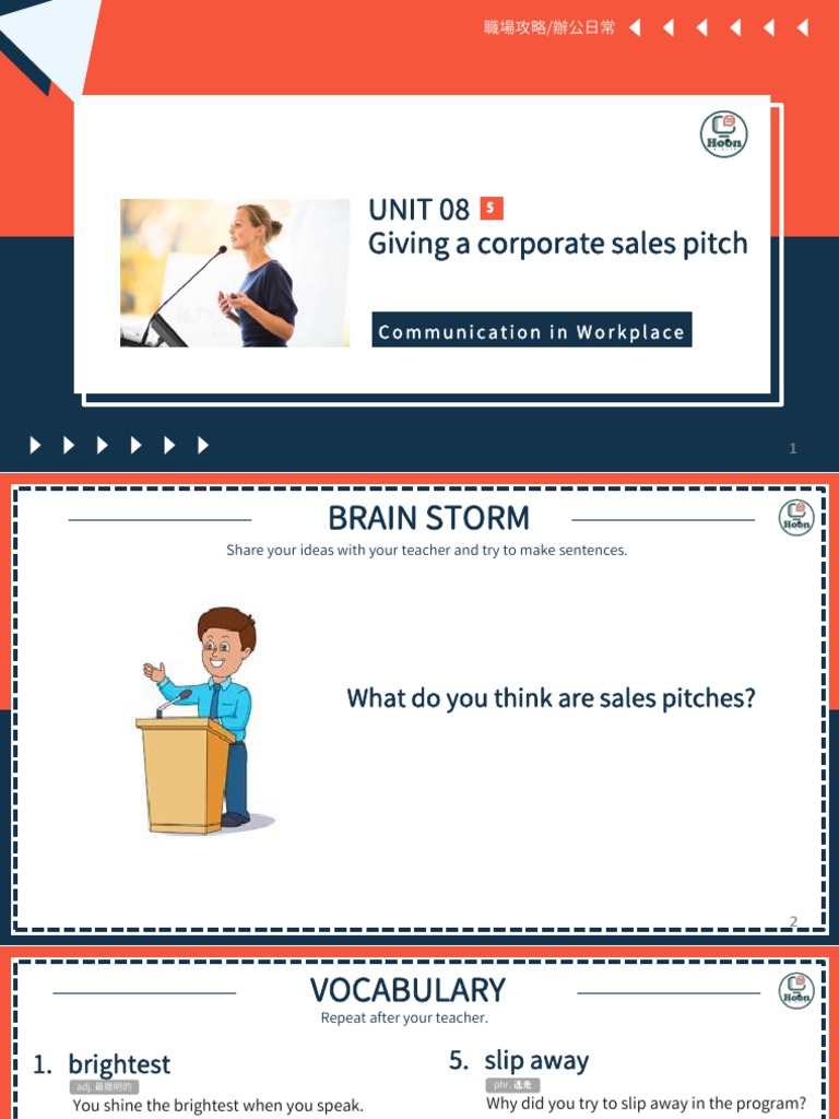 Level 05 UNIT 08 Giving A Corporate Sales Pitch Communication in