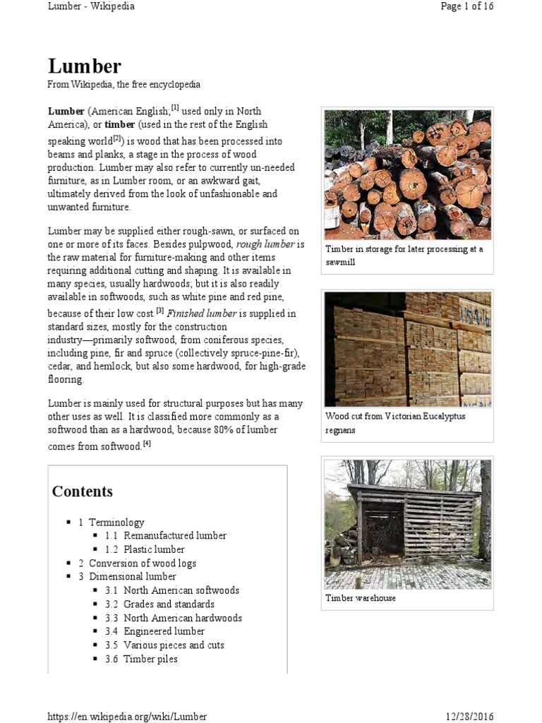 Lumber 2016 PDF Lumber Economic Sectors