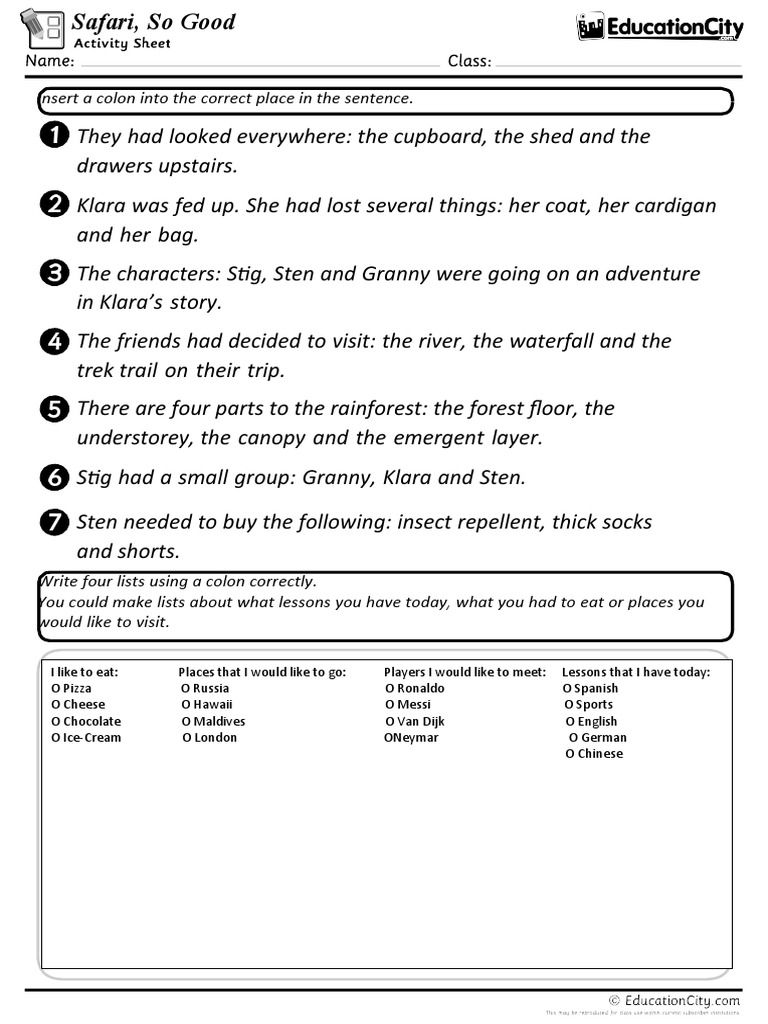 Insert A Colon Into The Correct Place in The Sentence | PDF