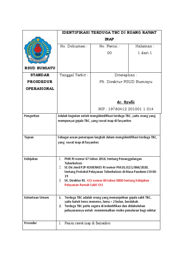 Spo Identifikasi Pasien Di Poliklinik Rawat Inap Pdf