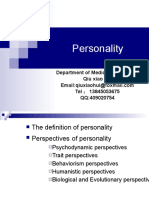 Personality: Department of Medical Psychology Qiu Xiao Hui Tel 13845053675 QQ:409020754