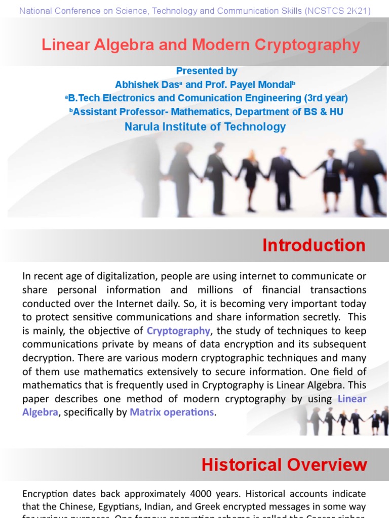 Linear Algebra and Modern Cryptography-2 | PDF | Encryption | Cryptography