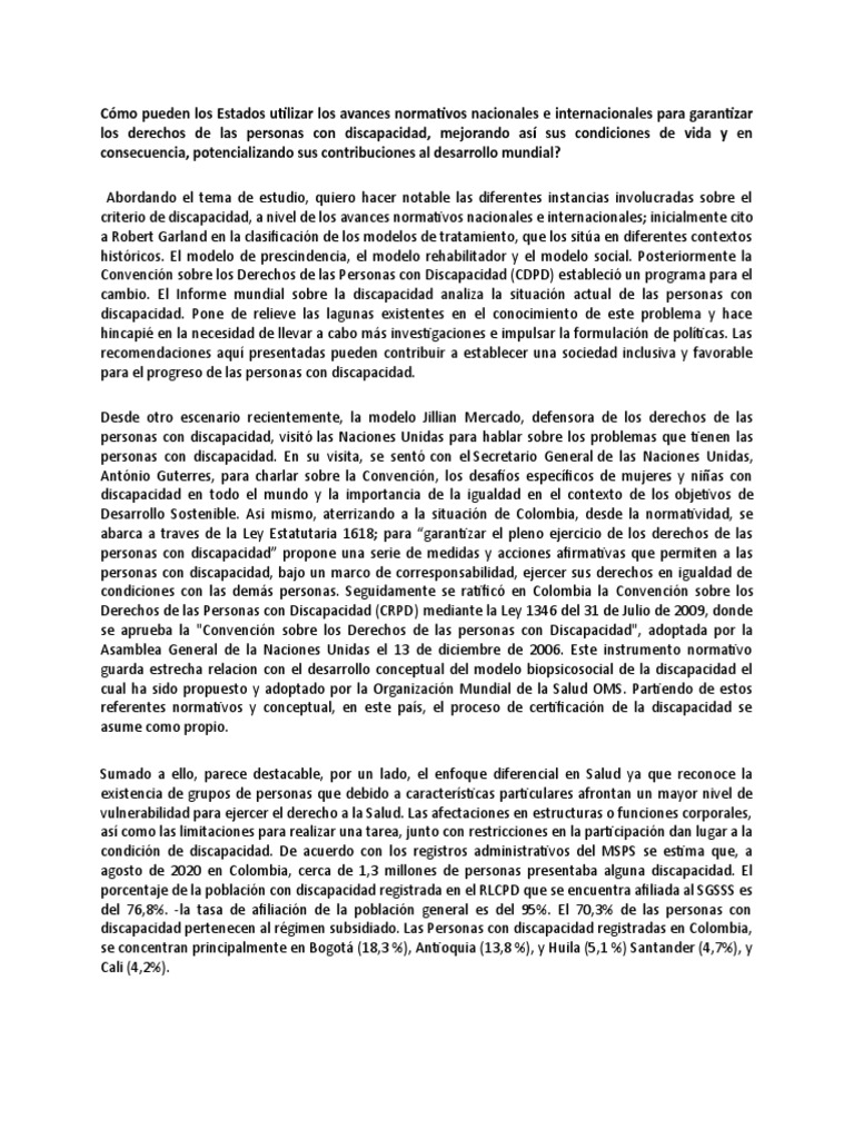 Derechos y avances para personas con discapacidad | PDF | Invalidez ...