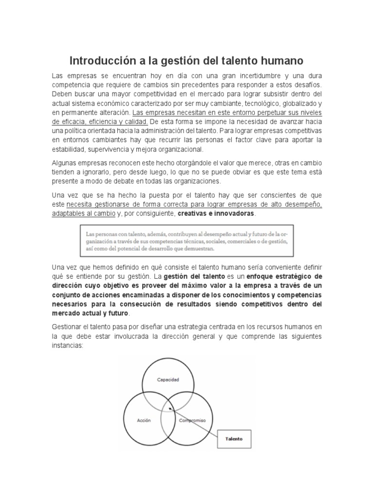 1 Introduccion A La Gestión Del Talento Humano | PDF | Gestión del ...