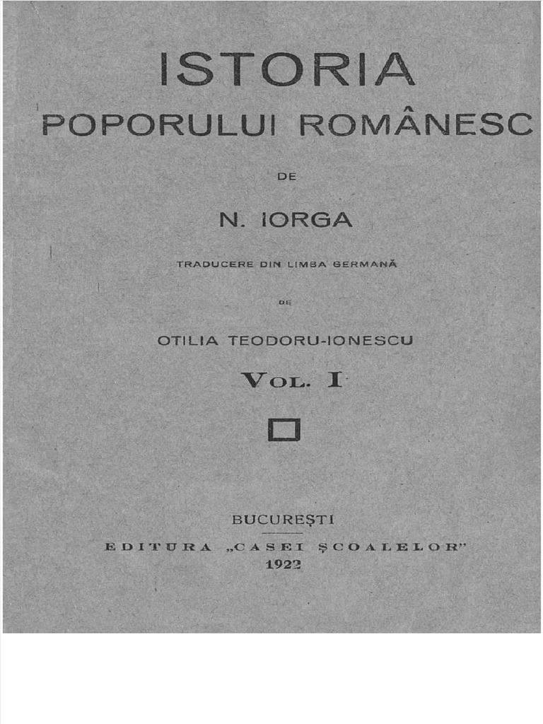 Istoria Poporului Romanesc 1 Iorga | PDF