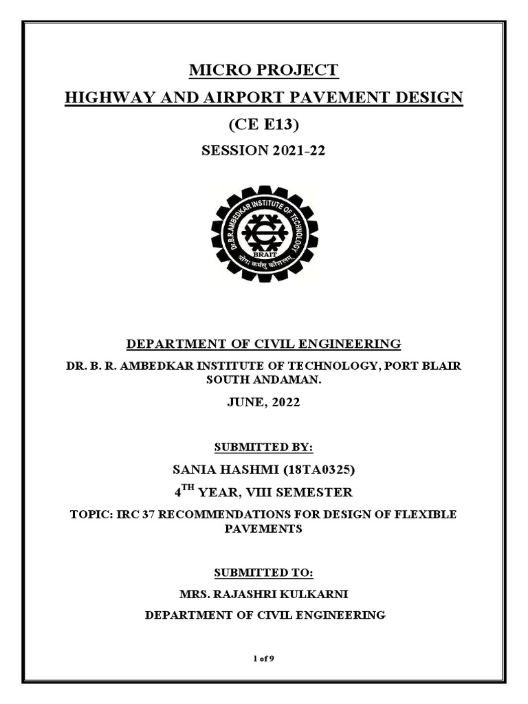 Design of Flexible Pavement - Irc Method | PDF | Road | Road Surface