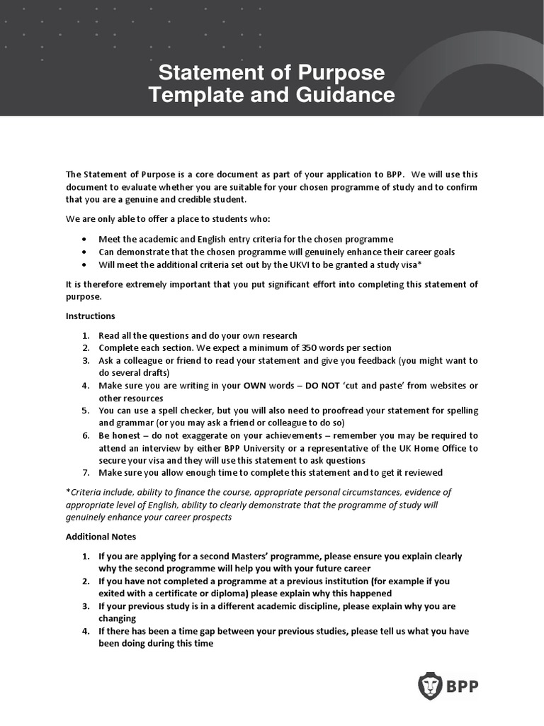 BPP SOP Sample | PDF | Project Management | Academic Degree