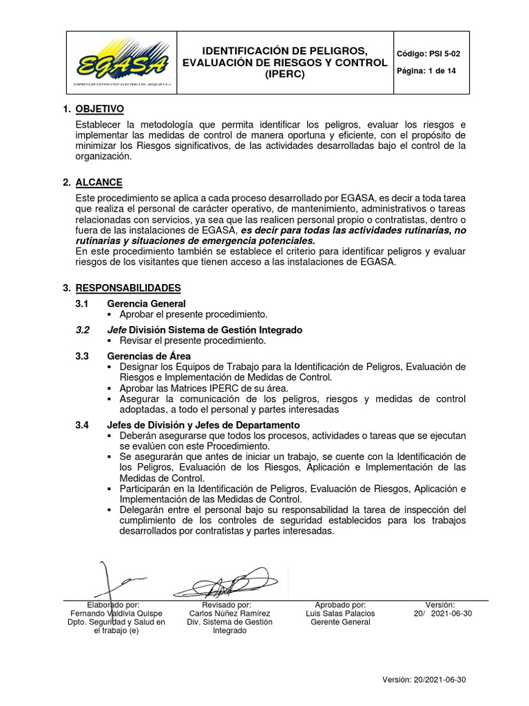 IPERC: Identificación y Control de Riesgos | PDF | Riesgo | Evaluación ...