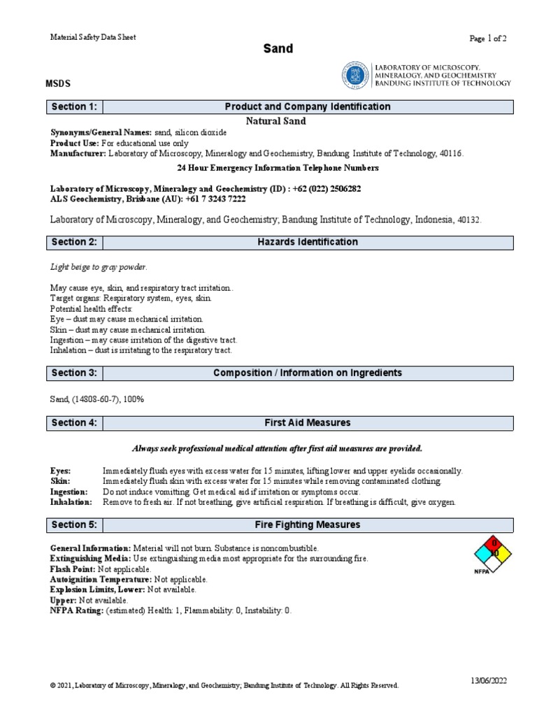 Contoh MSDS PDF Dangerous Goods Personal Protective Equipment