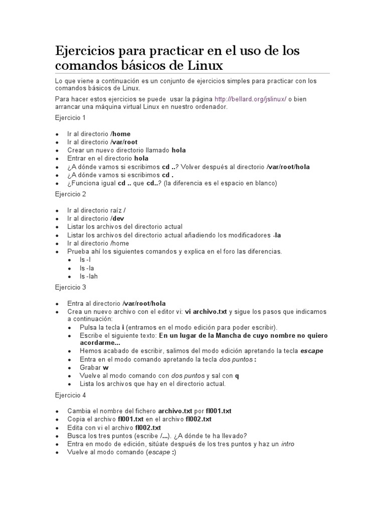 Ejercicios para Practicar en El Uso de Los Comandos Básicos de Linux ...